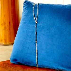 Modern Silver Necklace with Beaded Lariat Design